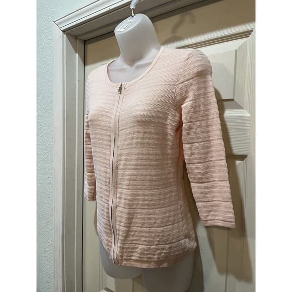NWT Ann Taylor Factory Zip Up Cardigan Size XS Nude Neutral Color - Picture 3 of 7